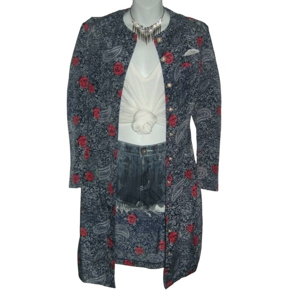 Vintage Petite Jazz Dress Duster Floral Pearl Buttons Paisley Boho Cottagecore - Picture 8 of 12